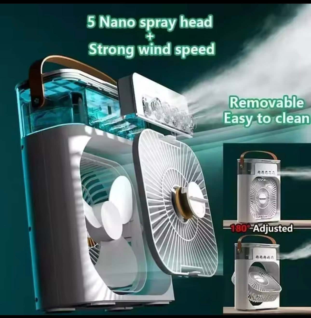 New 3 In 1 Fan AIr Conditioner Household Mini Air Cooler LED Night Light Portable Humidifier Air Adjustment Fan Office Home Fan