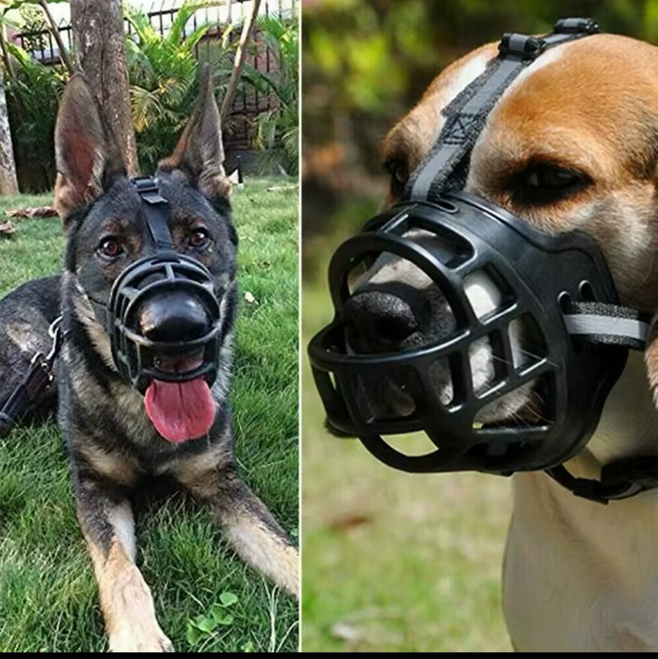 Adjustable Dog Muzzle Anti-Biting Dog Mouth Cover With Reflective Strip Can Drink Water Breathable Plastic